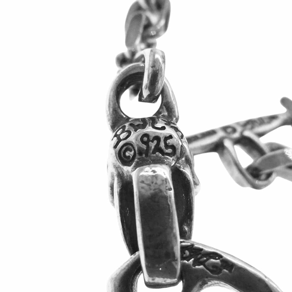 BILL WALL LEATHER ビルウォールレザー B563 ギャランティー付属 SQUARE CHAIN LINK SKULL HEAD スクエア チェーン スカルヘッド ブレスレット シルバー系【美品】【中古】