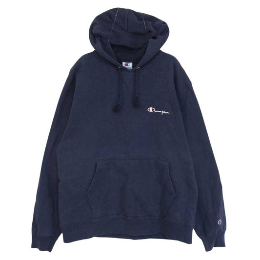 Champion チャンピオン 90s USA製 青タグ 刺繍ロゴ スウェット パーカー  ネイビー系 L【中古】
