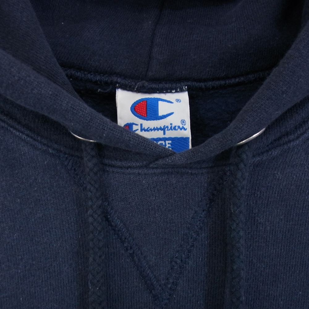 Champion チャンピオン 90s USA製 青タグ 刺繍ロゴ スウェット パーカー  ネイビー系 L【中古】