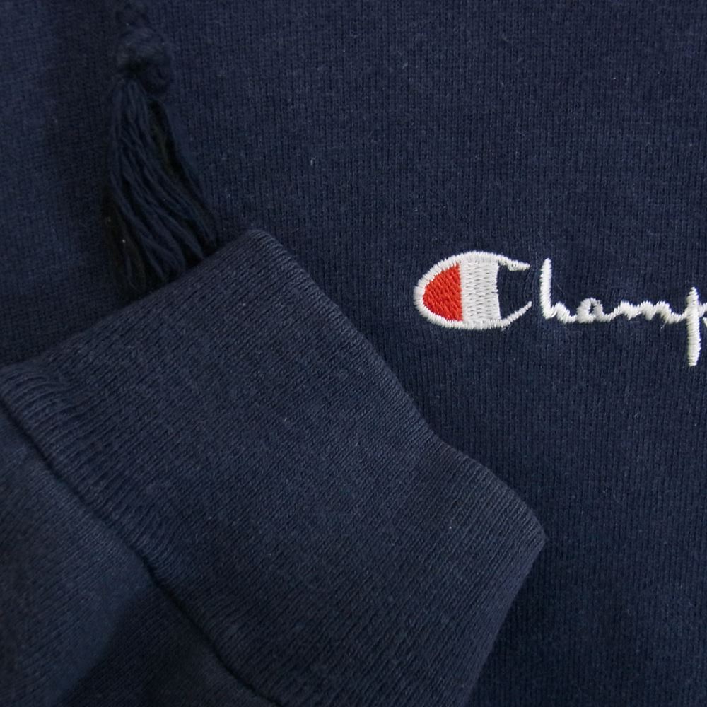 Champion チャンピオン 90s USA製 青タグ 刺繍ロゴ スウェット パーカー  ネイビー系 L【中古】