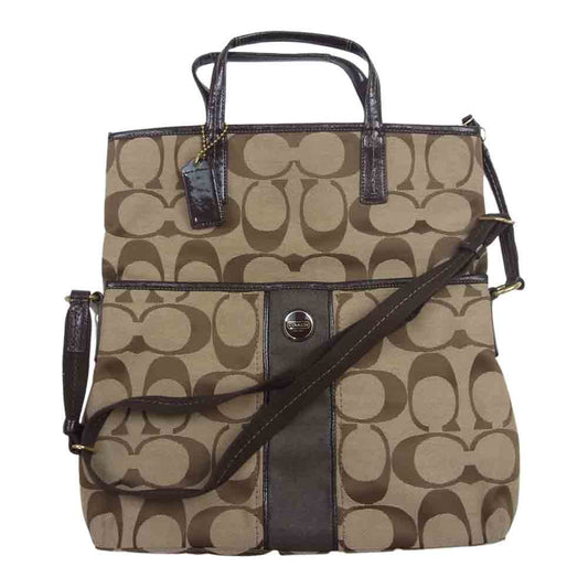 COACH コーチ F23304 2WAY シグネチャー ショルダー ハンド バッグ ブラウン系【中古】
