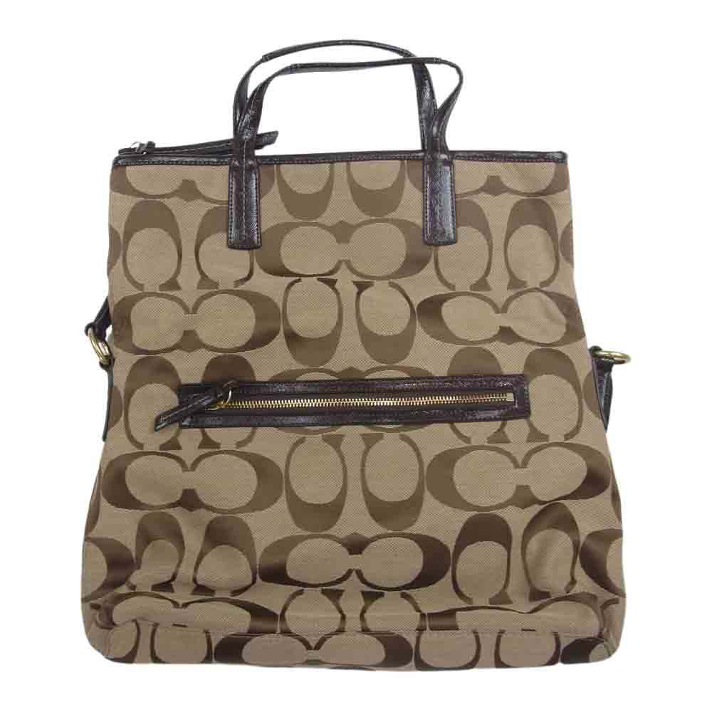 COACH コーチ F23304 2WAY シグネチャー ショルダー ハンド バッグ ブラウン系【中古】