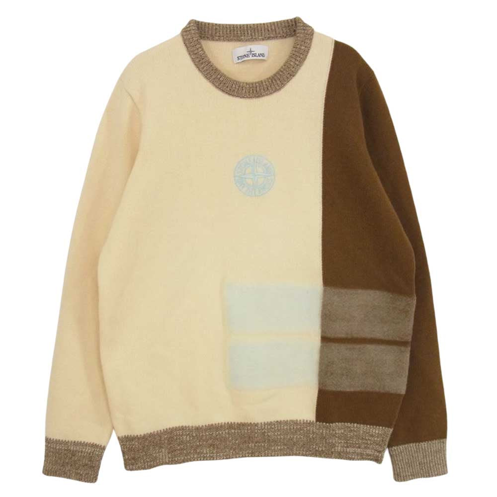 STONE ISLAND ストーンアイランド 7315539D2 ロゴ プルオーバー ニット セーター オフホワイト系 L【中古】