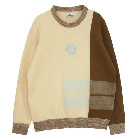 STONE ISLAND ストーンアイランド 7315539D2 ロゴ プルオーバー ニット セーター オフホワイト系 L【中古】