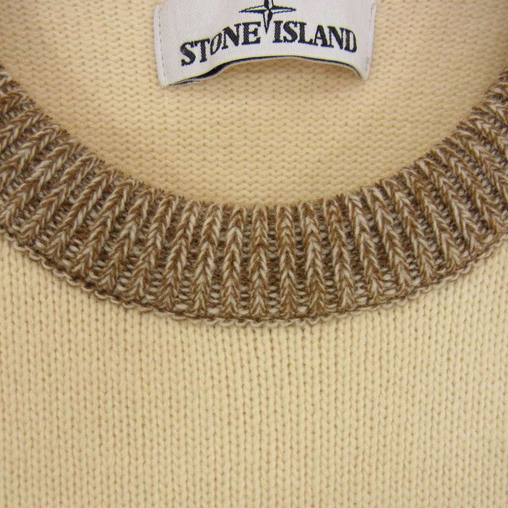 STONE ISLAND ストーンアイランド 7315539D2 ロゴ プルオーバー ニット セーター オフホワイト系 L【中古】