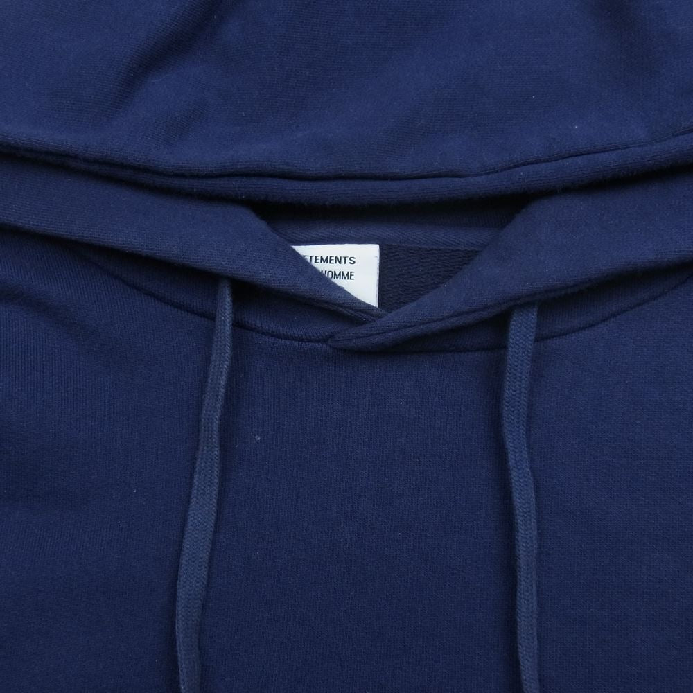 VETEMENTS ヴェトモン 17AW MAH18TR30 Haute Couture Logo Embroidered Hoodie ロゴ エンブロイダリー パーカー ネイビー系 M【中古】