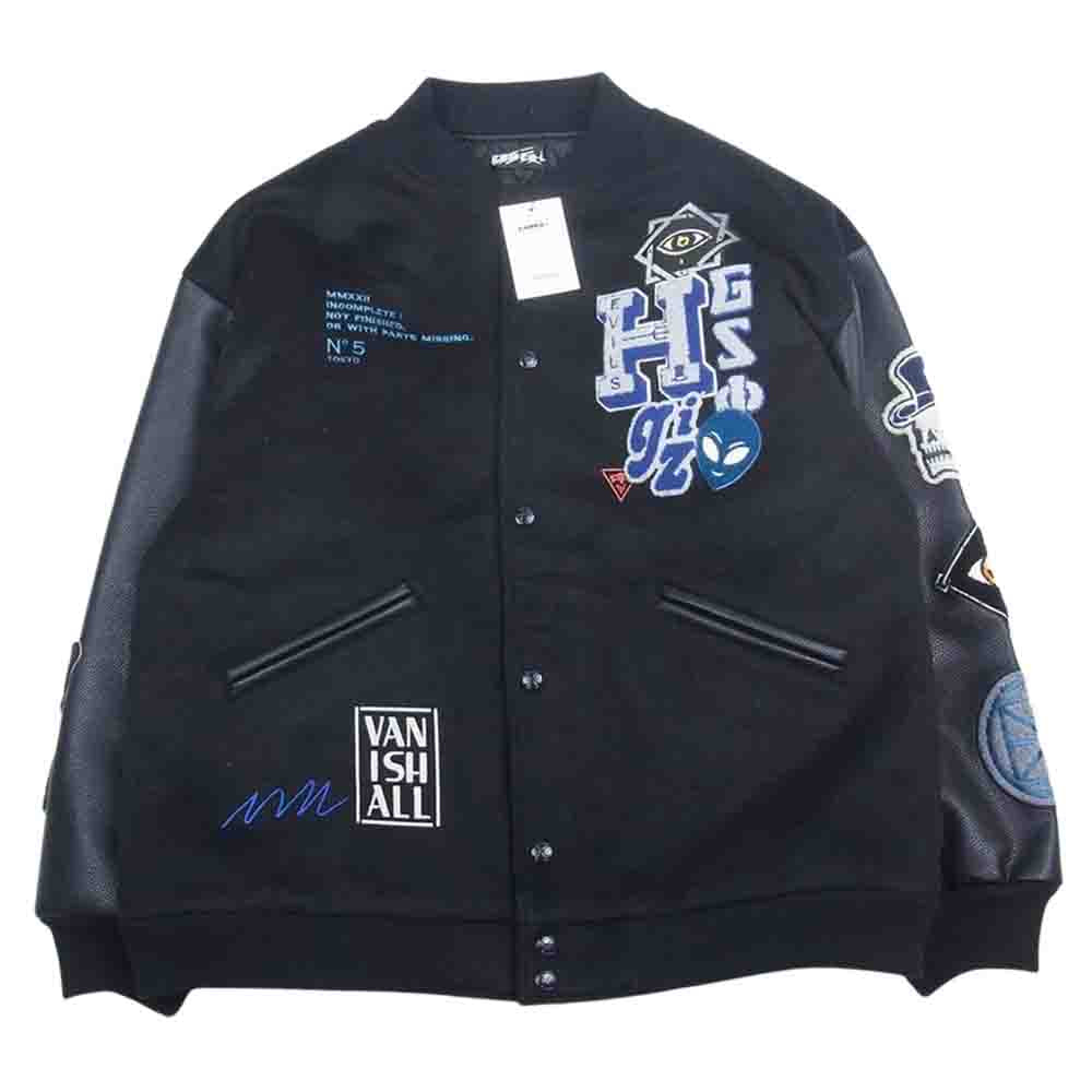 HYSTERIC GLAMOUR ヒステリックグラマー GZ1196 genzai Sagara Stadium Jumper ゲンザイ スタジアムジャンパー スタジャン ブラック系 L【新古品】【未使用】【中古】
