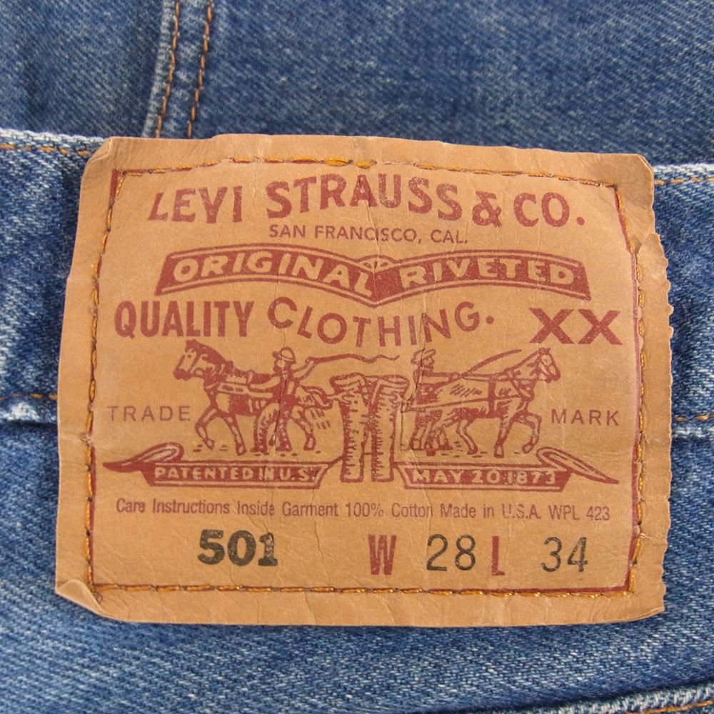 Levi's リーバイス USA製 90s リーバイス 501 ボタン裏544 ボタン フライ デニム パンツ インディゴブルー系 28【中古】