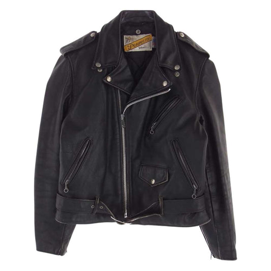 schott ショット ヴィンテージ 80s 90s バイカータグ レザー ダブル ライダース ジャケット  ブラック系 40【中古】