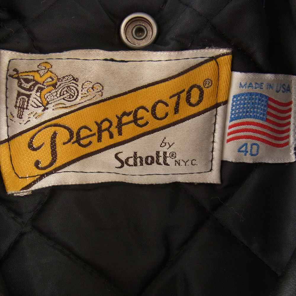 schott ショット ヴィンテージ 80s 90s バイカータグ レザー ダブル ライダース ジャケット  ブラック系 40【中古】