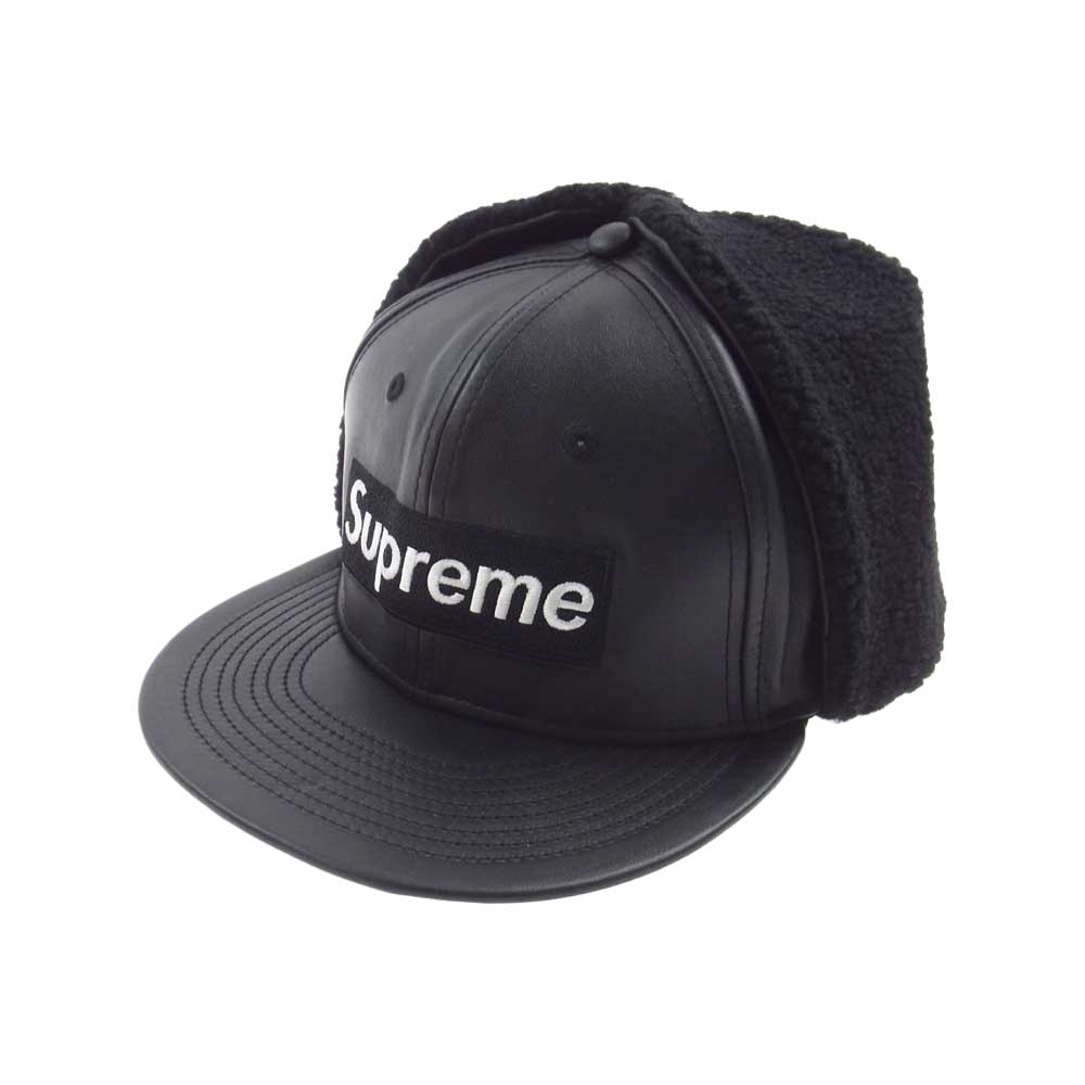 Supreme シュプリーム 22AW Leather Earflap Box Logo New Era ニューエラ レザー ボックス ロゴ ボア キャップ ブラック系【新古品】【未使用】【中古】