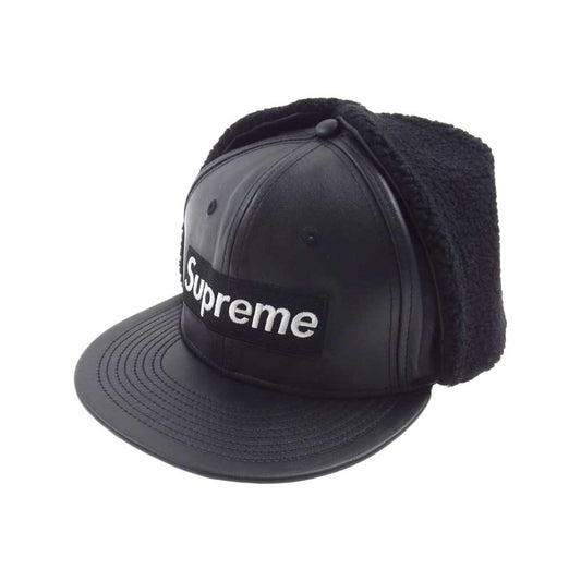 Supreme シュプリーム 22AW Leather Earflap Box Logo New Era ニューエラ レザー ボックス ロゴ ボア キャップ ブラック系【新古品】【未使用】【中古】
