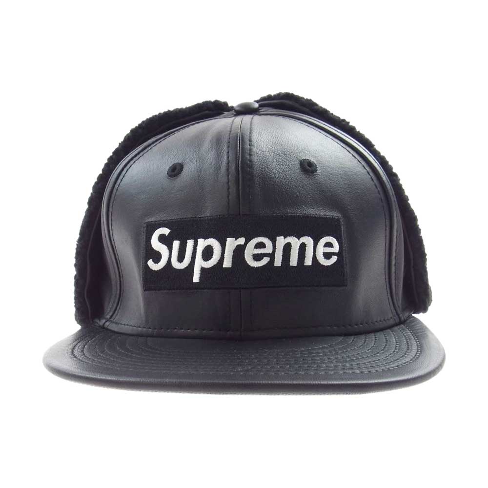 Supreme シュプリーム 22AW Leather Earflap Box Logo New Era ニューエラ レザー ボックス ロゴ ボア キャップ ブラック系【新古品】【未使用】【中古】