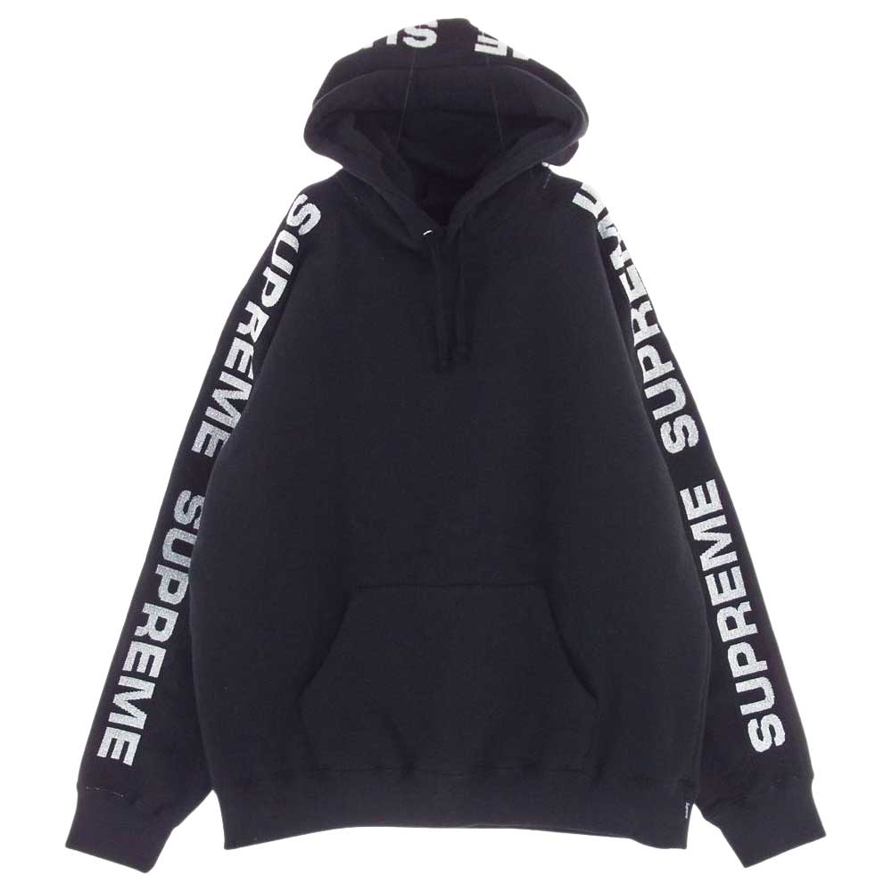 Supreme シュプリーム 20SS Metallic Rib Hooded Sweatshirt メタリック リブ パーカー ブラック系 M【中古】