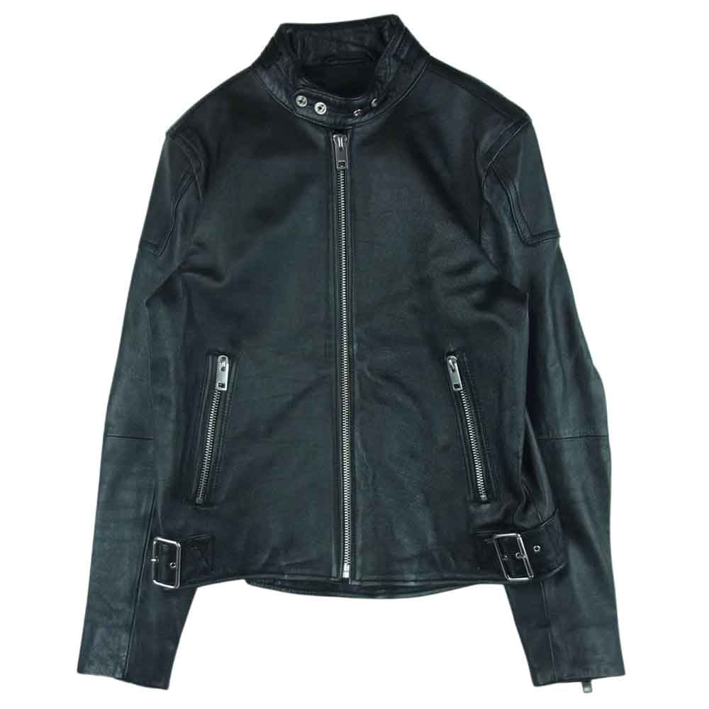 DIESEL ディーゼル Rushis Jacket シングル ライダース ジャケット ラム レザー ブラック系 M【美品】【中古】
