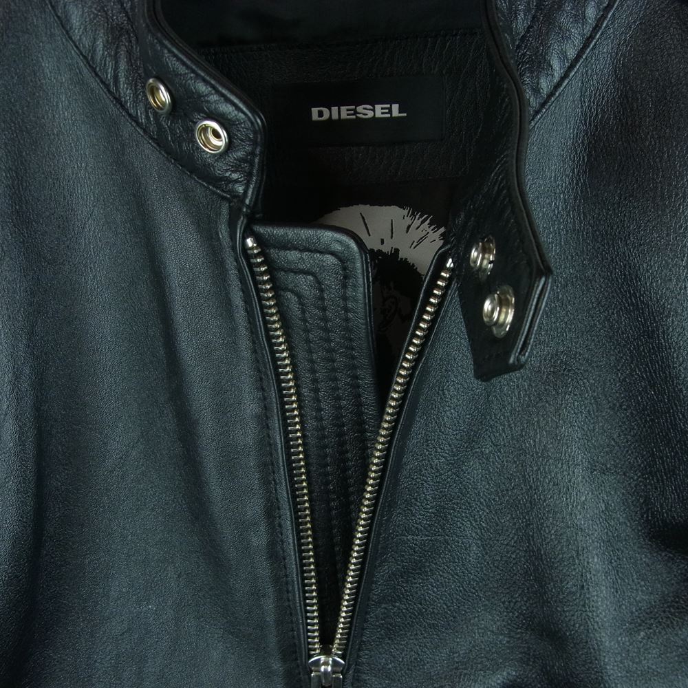 DIESEL ディーゼル Rushis Jacket シングル ライダース ジャケット ラム レザー ブラック系 M【美品】【中古】