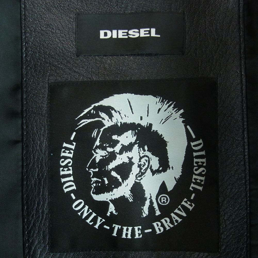DIESEL ディーゼル Rushis Jacket シングル ライダース ジャケット ラム レザー ブラック系 M【美品】【中古】