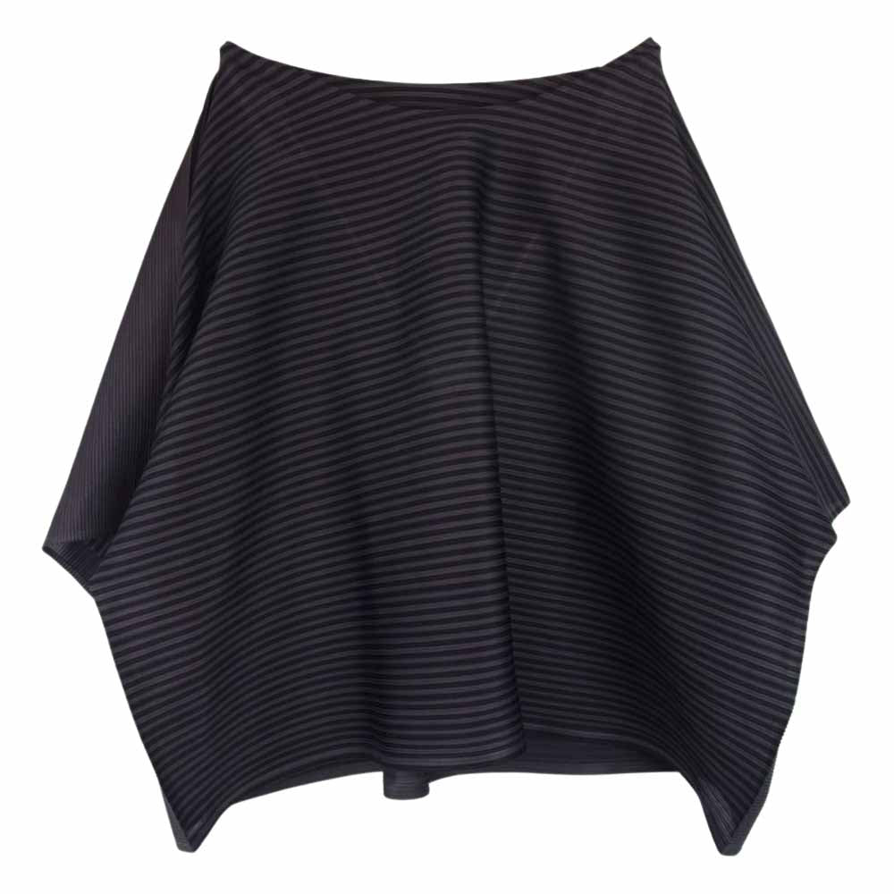 PLEATS PLEASE プリーツプリーズ イッセイミヤケ PP41-JK782 プリーツ加工 サイドプリーツ 転写 ボーダー フレンチスリーブ カットソー ブラウン系 3【中古】