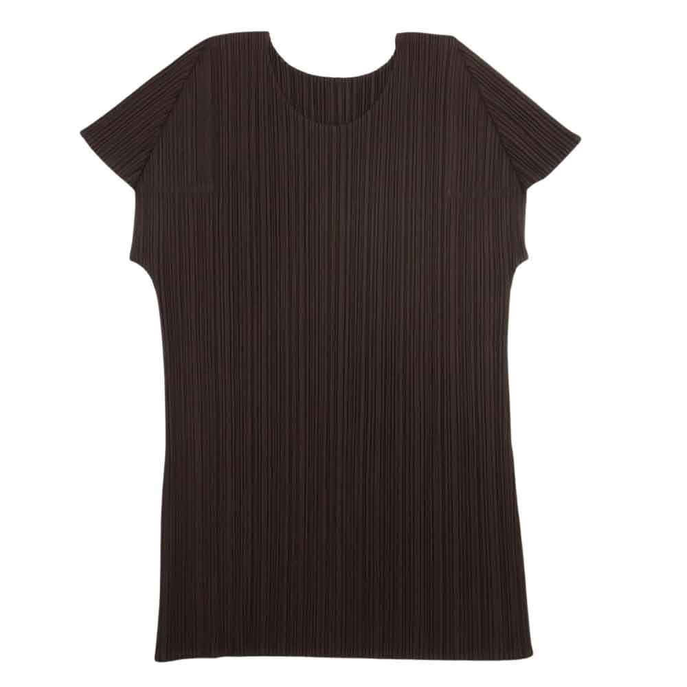 PLEATS PLEASE プリーツプリーズ イッセイミヤケ PP01-JK225 プリーツ加工 カットソー 半袖 ブラウン ブラウン系 3【中古】