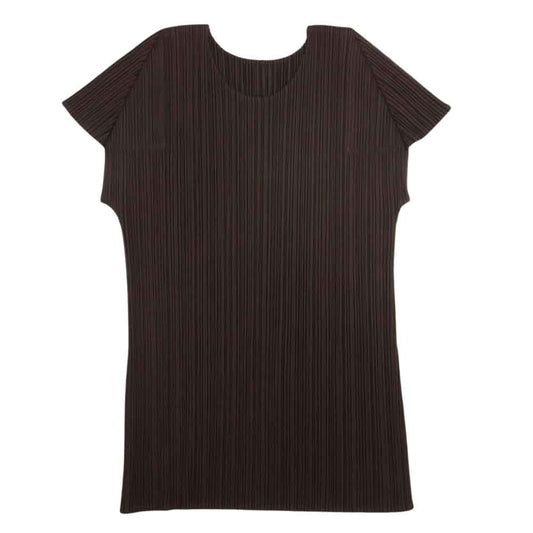PLEATS PLEASE プリーツプリーズ イッセイミヤケ PP01-JK225 プリーツ加工 カットソー 半袖 ブラウン ブラウン系 3【中古】