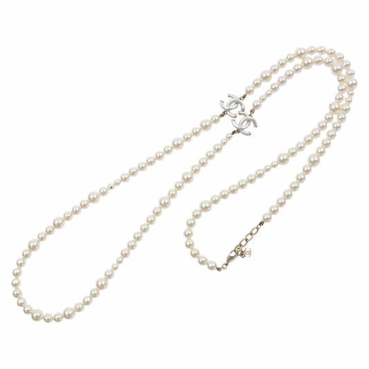 CHANEL シャネル A17P ココマーク パール ロング ネックレス ホワイト系【中古】