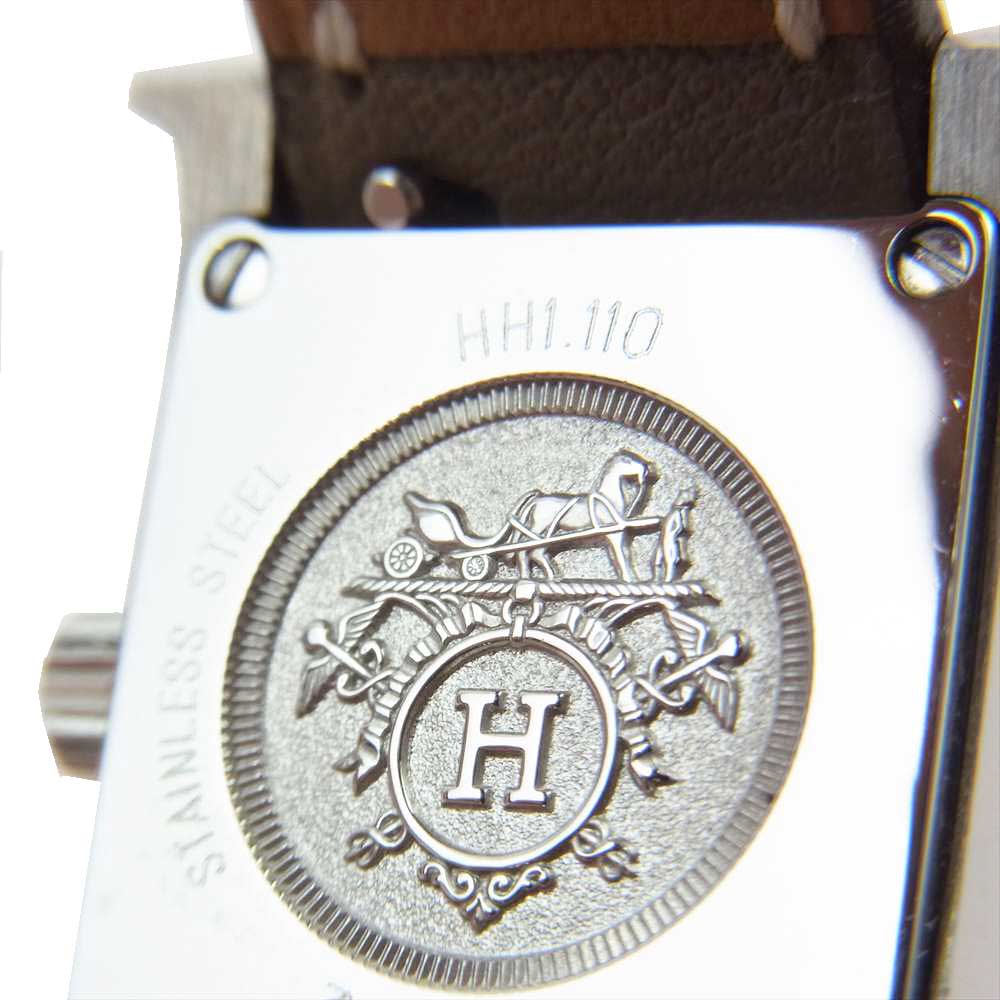 HERMES エルメス HH1.110 正規店購入証明書付 Hウォッチ ミニ ドゥブルトゥール クォーツ ブラウン系 シルバー系【中古】