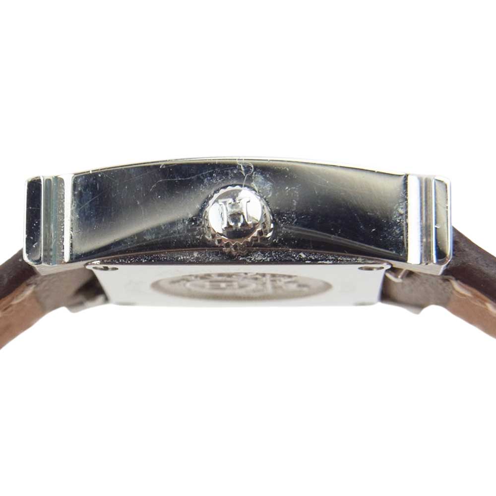 HERMES エルメス HH1.110 正規店購入証明書付 Hウォッチ ミニ ドゥブルトゥール クォーツ ブラウン系 シルバー系【中古】