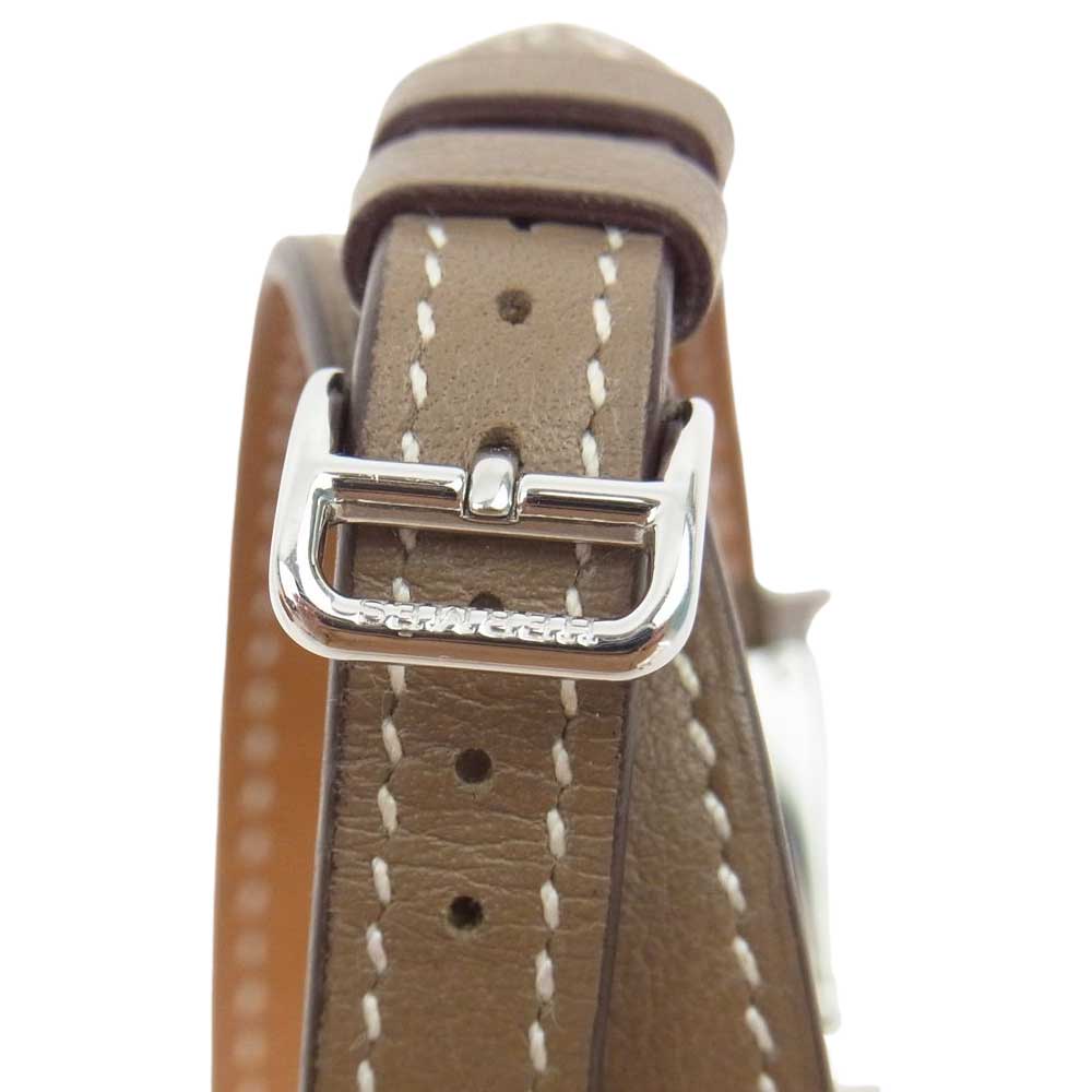 HERMES エルメス HH1.110 正規店購入証明書付 Hウォッチ ミニ ドゥブルトゥール クォーツ ブラウン系 シルバー系【中古】
