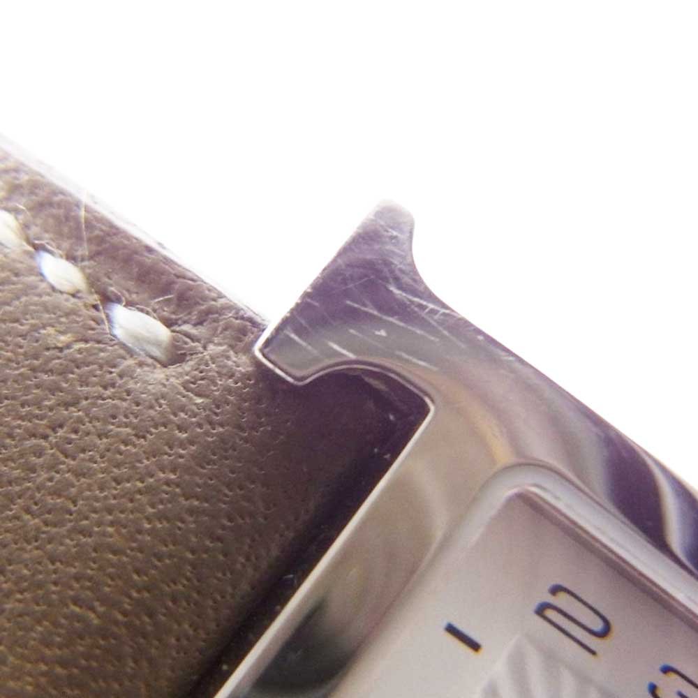 HERMES エルメス HH1.110 正規店購入証明書付 Hウォッチ ミニ ドゥブルトゥール クォーツ ブラウン系 シルバー系【中古】