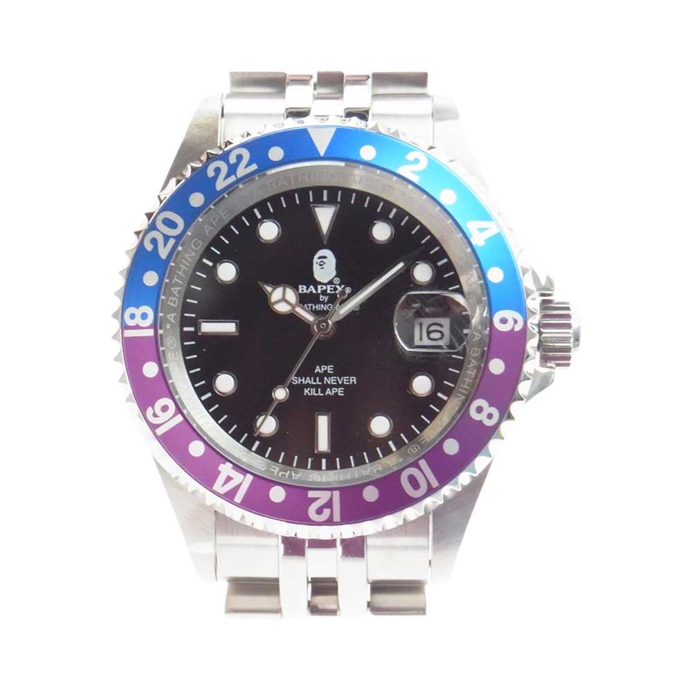 A BATHING APE アベイシングエイプ 21SS T002  VINTAGE TYPE 2 BAPEX ベイペックス 時計 ウオッチ シルバー系 パープル系 ブルー系【中古】
