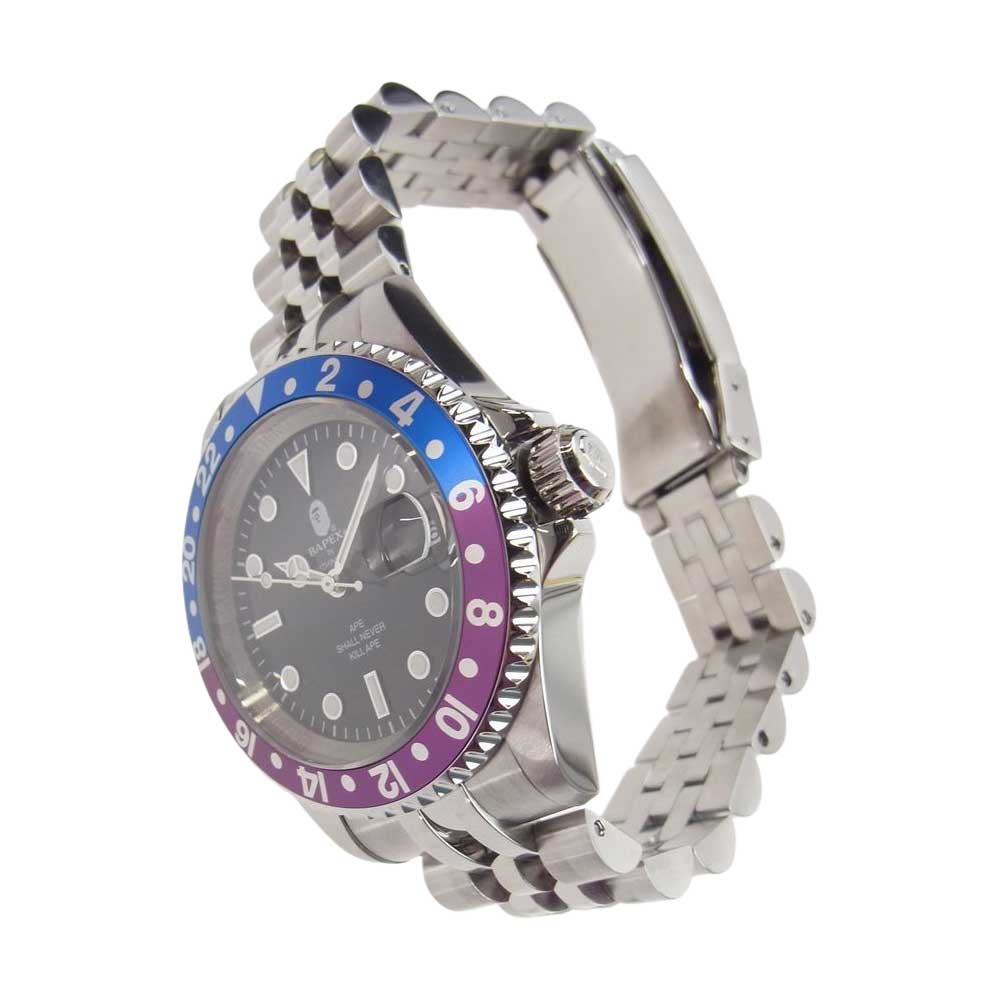 A BATHING APE アベイシングエイプ 21SS T002  VINTAGE TYPE 2 BAPEX ベイペックス 時計 ウオッチ シルバー系 パープル系 ブルー系【中古】