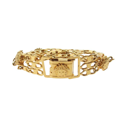 VERSACE ヴェルサーチ メデューサ 三連 ブレスレット ゴールド系【中古】