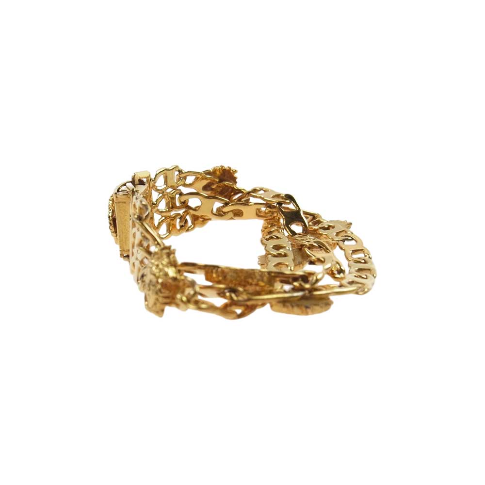 VERSACE ヴェルサーチ メデューサ 三連 ブレスレット ゴールド系【中古】