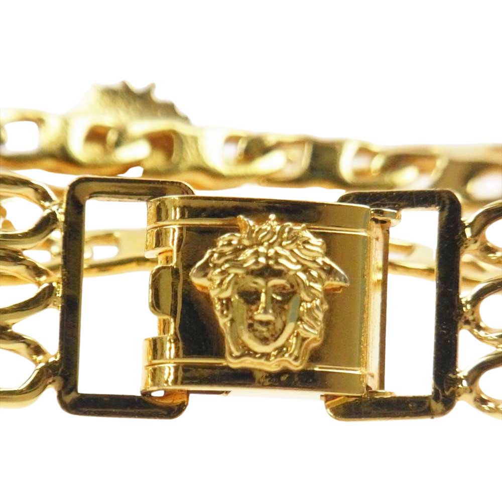 VERSACE ヴェルサーチ メデューサ 三連 ブレスレット ゴールド系【中古】