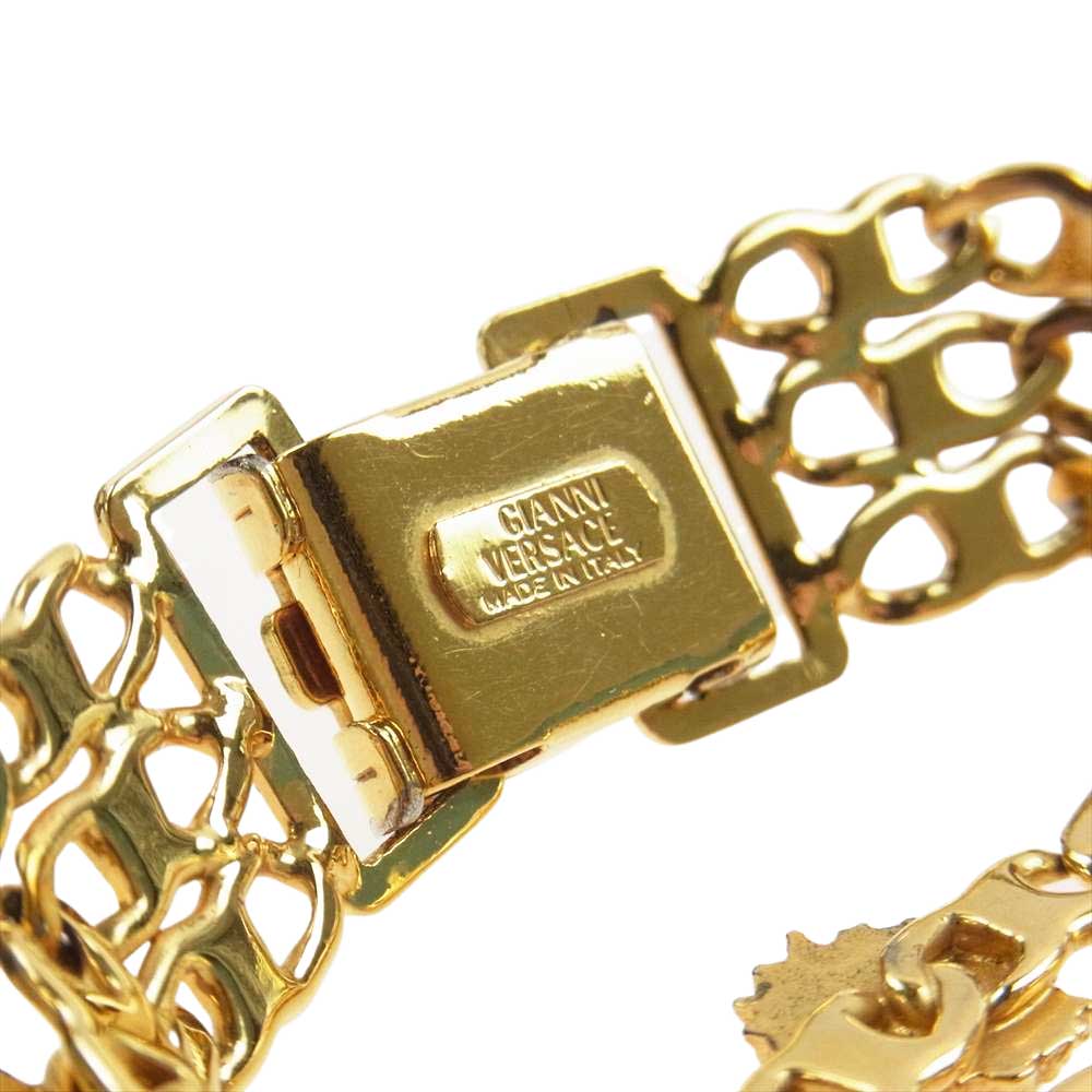 VERSACE ヴェルサーチ メデューサ 三連 ブレスレット ゴールド系【中古】