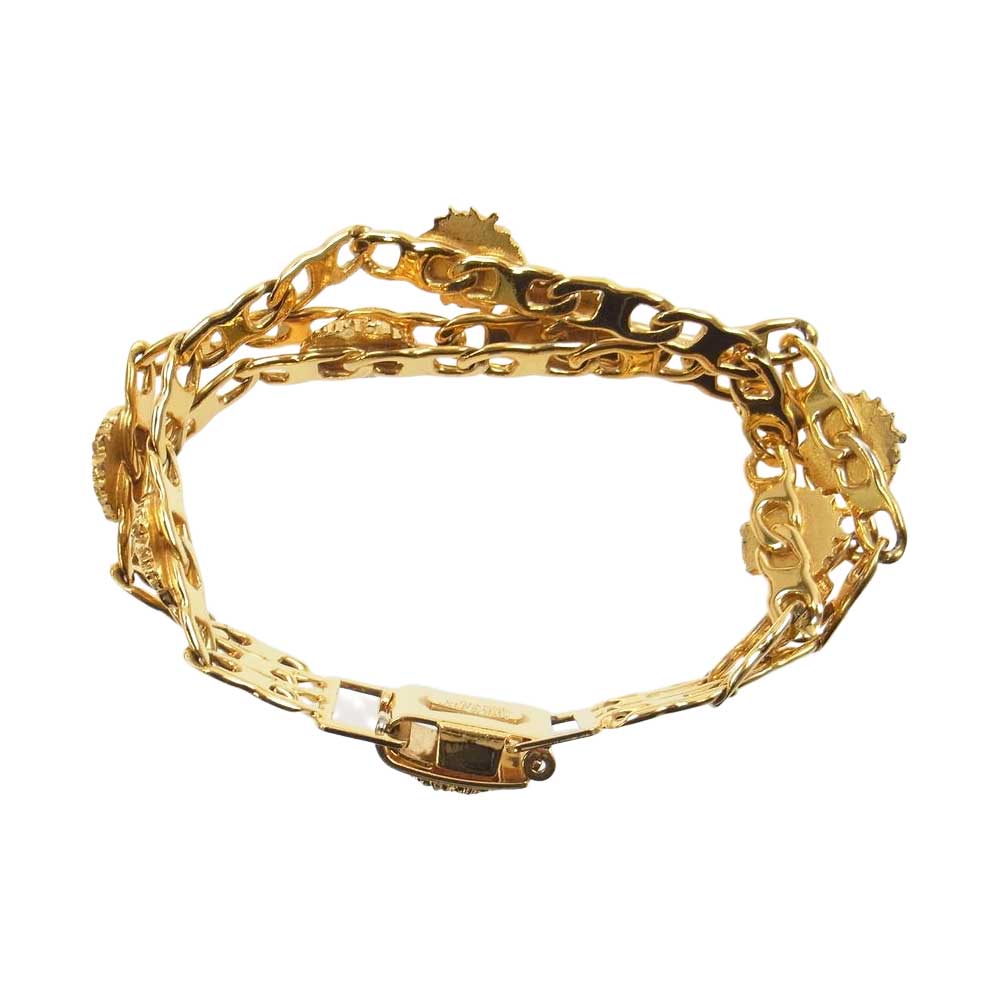 VERSACE ヴェルサーチ メデューサ 三連 ブレスレット ゴールド系【中古】