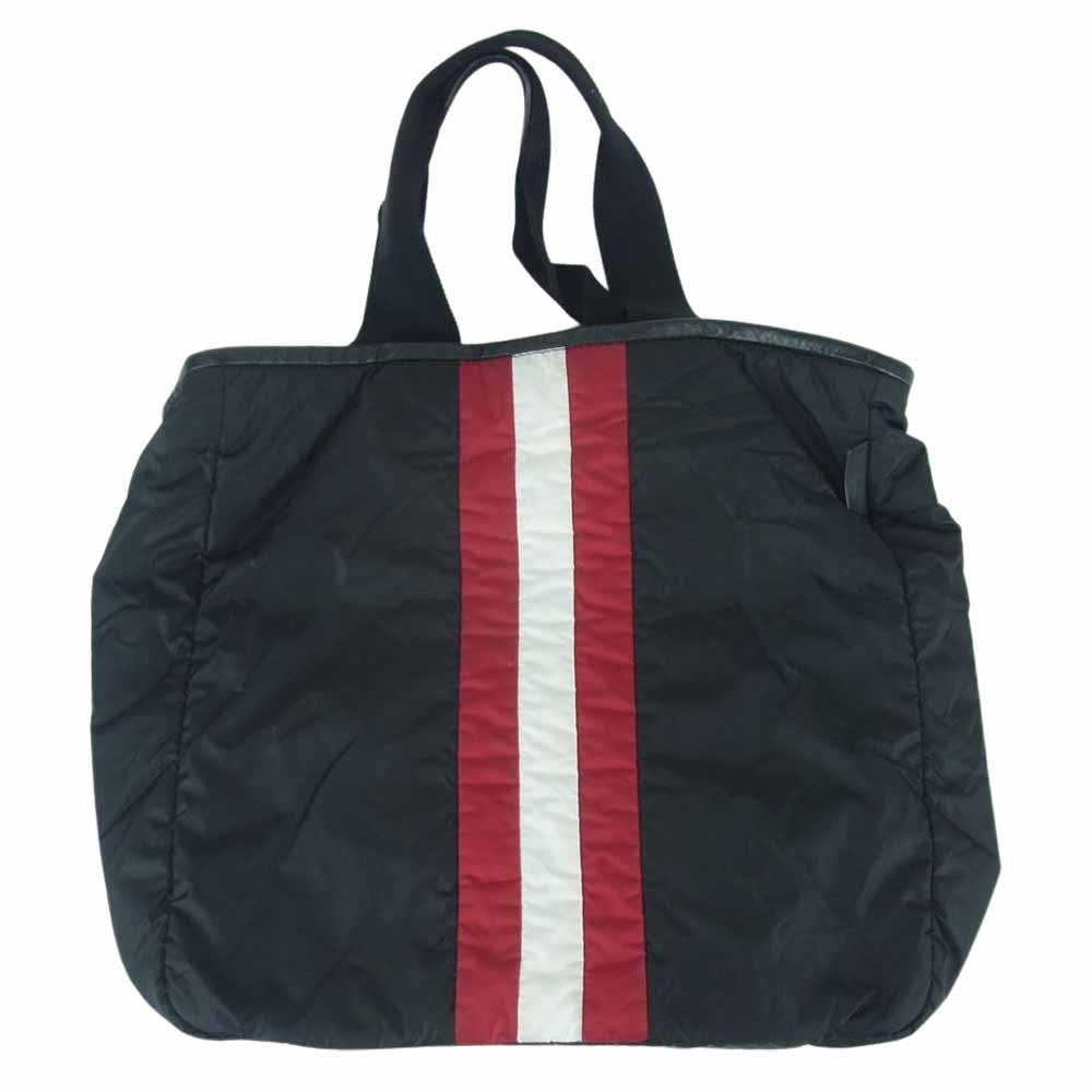 BALLY バリー ライン ナイロン トート バック ブラック系【中古】