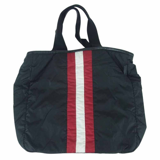 BALLY バリー ライン ナイロン トート バック ブラック系【中古】