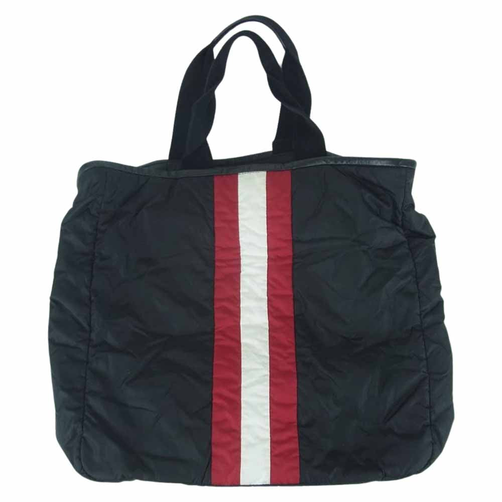 BALLY バリー ライン ナイロン トート バック ブラック系【中古】