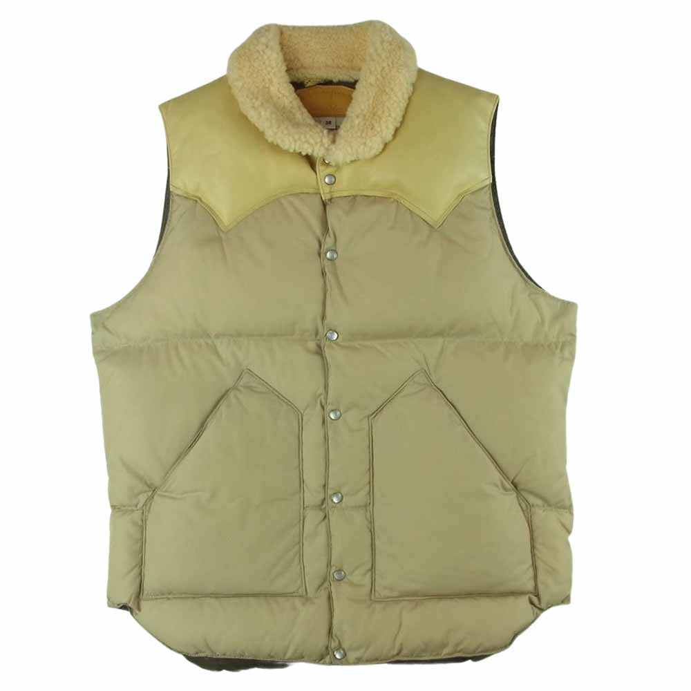ロッキーマウンテンフェザーベッド 450-512-02 Christy Vest クリスティ レザー切替 ダウン ベスト ベージュ系 38【中古】