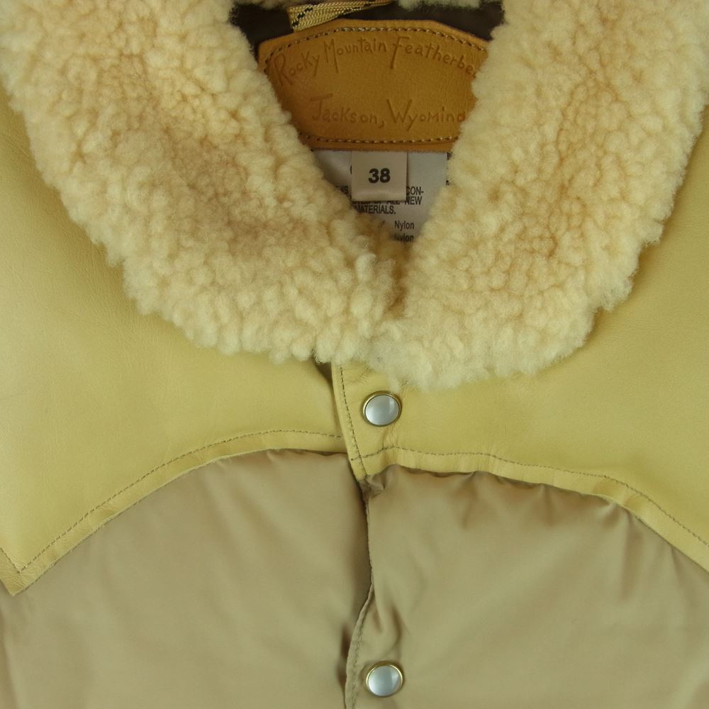 ロッキーマウンテンフェザーベッド 450-512-02 Christy Vest クリスティ レザー切替 ダウン ベスト ベージュ系 38【中古】