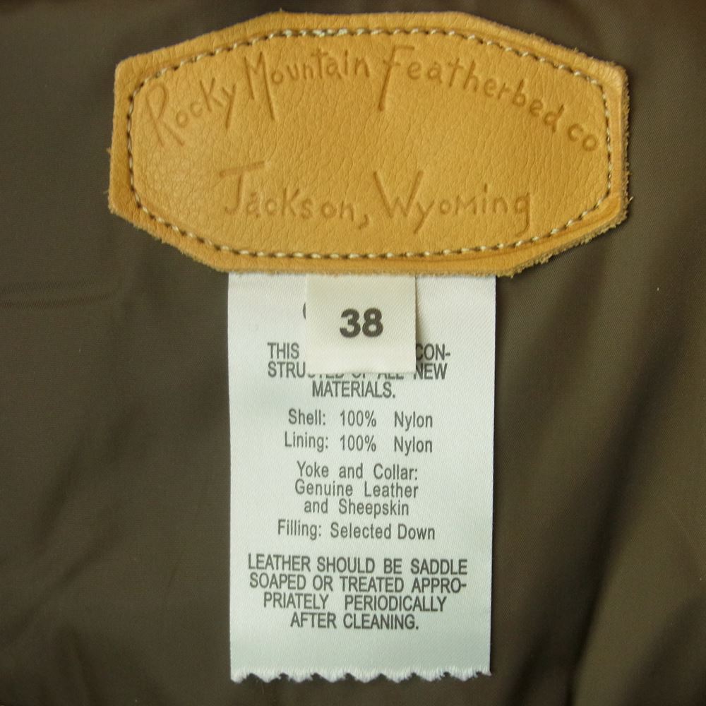 ロッキーマウンテンフェザーベッド 450-512-02 Christy Vest クリスティ レザー切替 ダウン ベスト ベージュ系 38【中古】