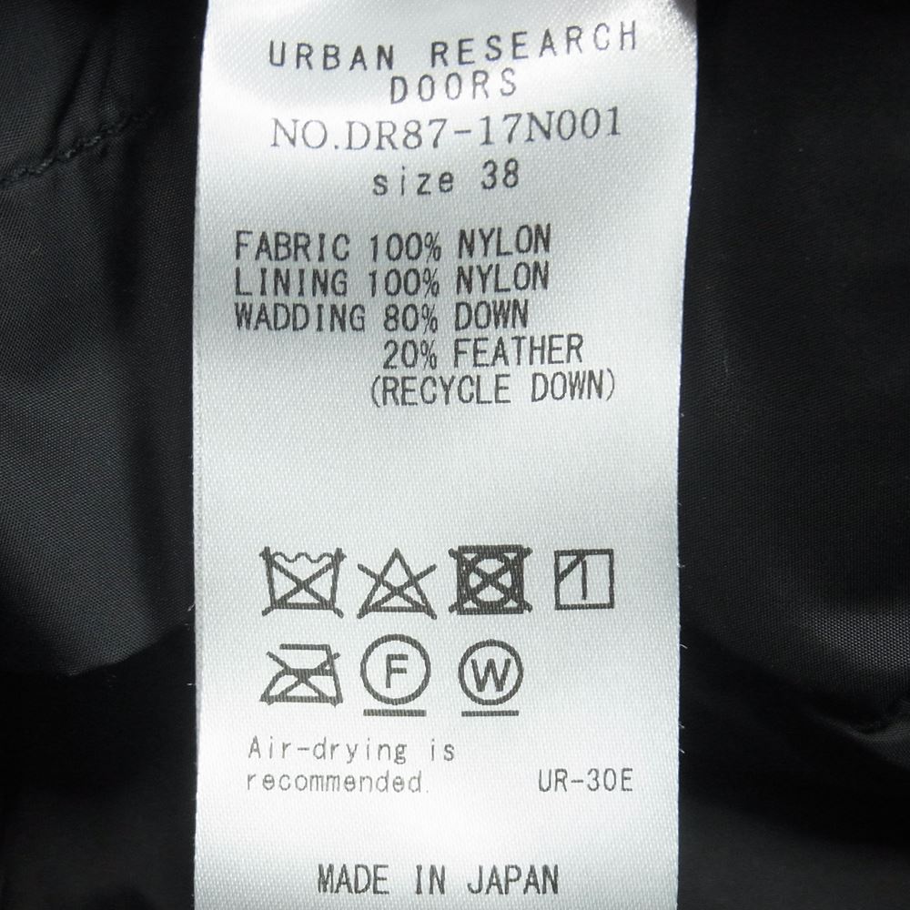 NANGA ナンガ DR87-17N001 URBAN RESEARCH DOORS アーバンリサーチ ドアーズ AURORA オーロラ フーディ ダウン ジャケット ブラック系 38【中古】