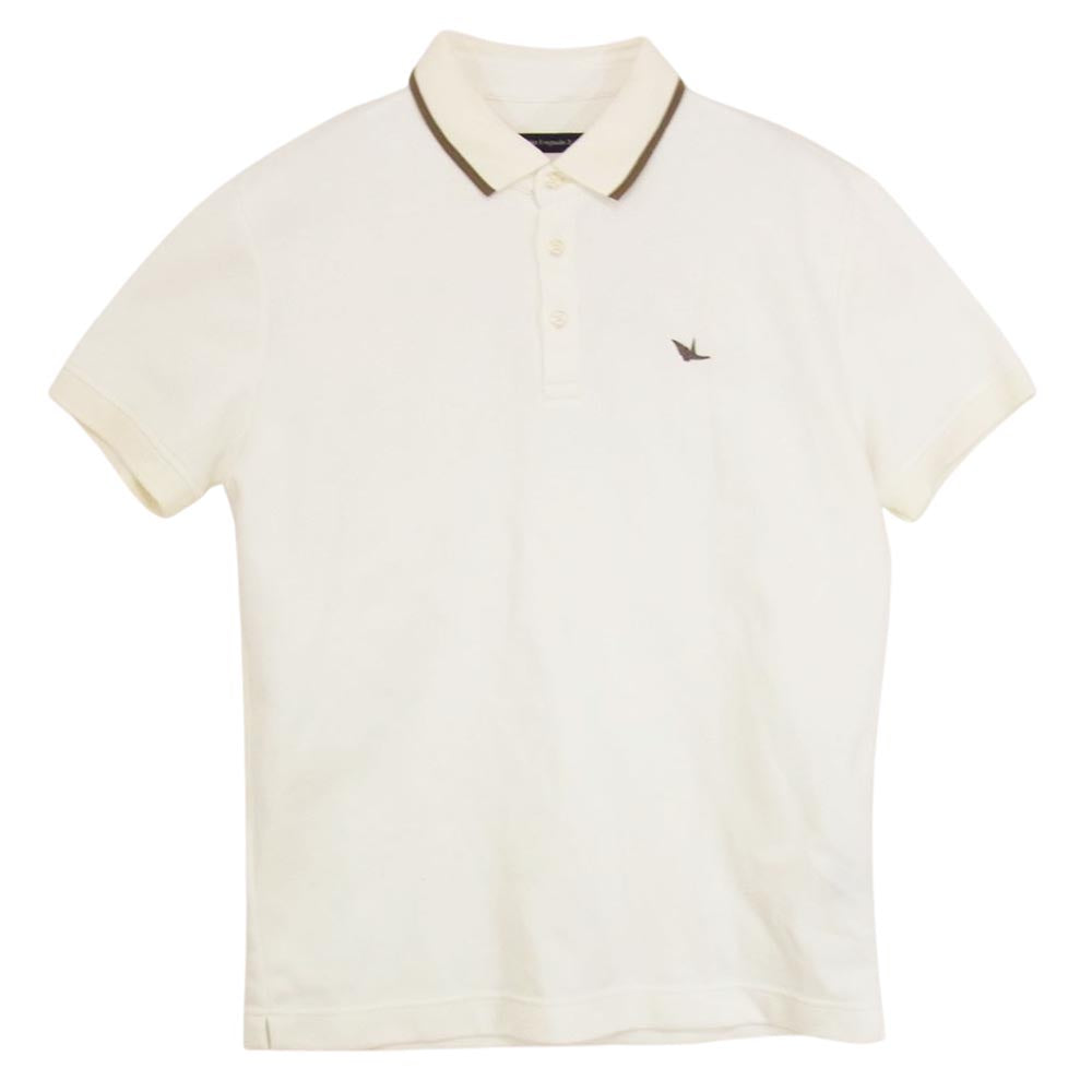 1piu1uguale3 ウノピュウノウグァーレトレ MRT280 CTP091 LINE BIG POLO KANOKO 折鶴刺繍 ライン ビッグポロ 鹿の子 カノコ ポロシャツ オフホワイト系 V【中古】