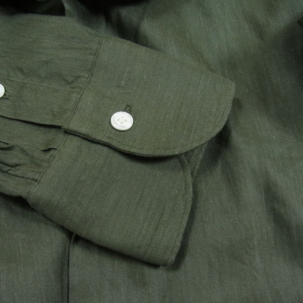 1piu1uguale3 ウノピュウノウグァーレトレ MRS136 LIU004 PLAIN LINEN ホリゾンタルカラー プレーン リネン 長袖 シャツ グリーン系 VI【美品】【中古】