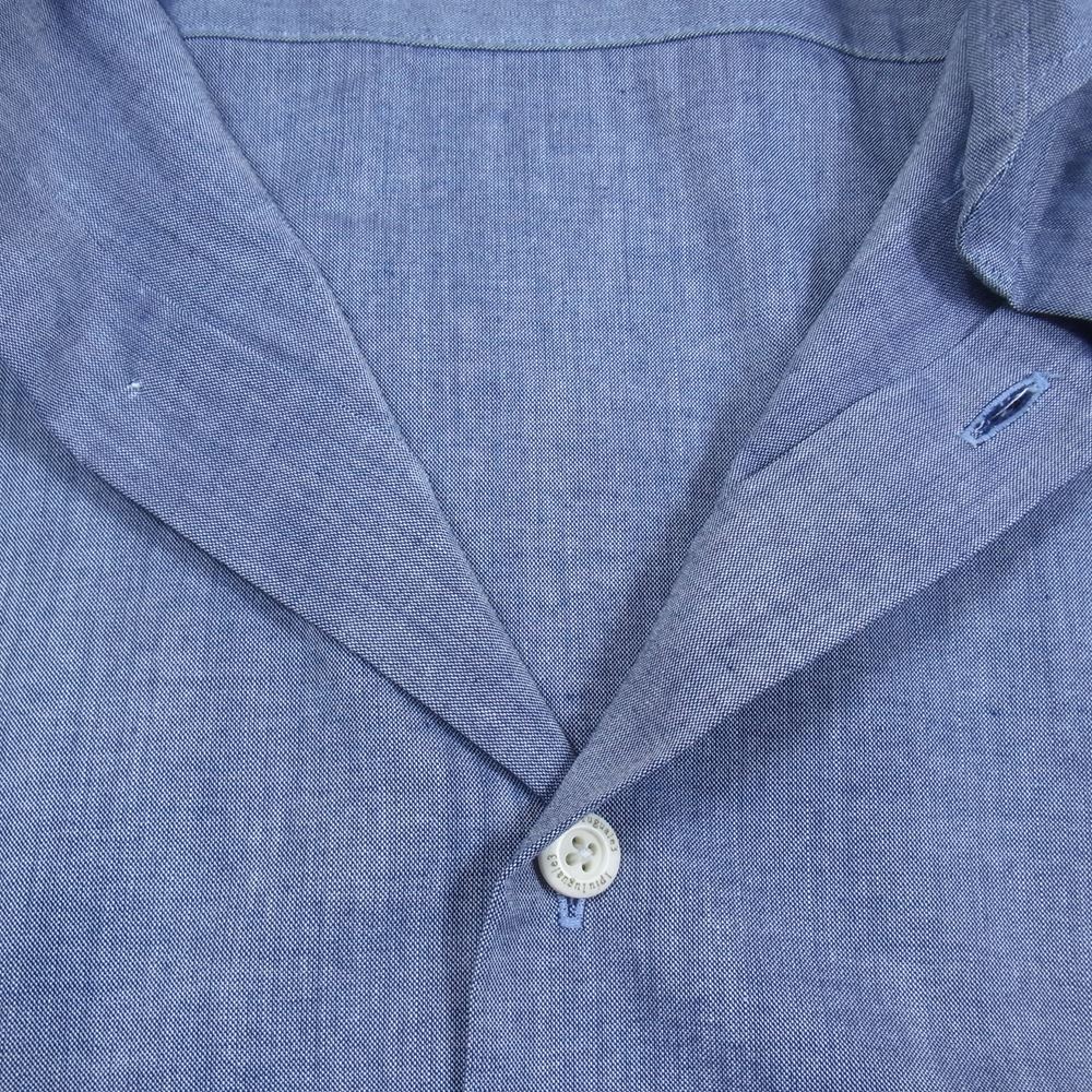 1piu1uguale3 ウノピュウノウグァーレトレ MRS126 PCT019 PLAIN ホリゾンタルカラー プレーン 長袖 シャツ ブルー系 XXL【美品】【中古】