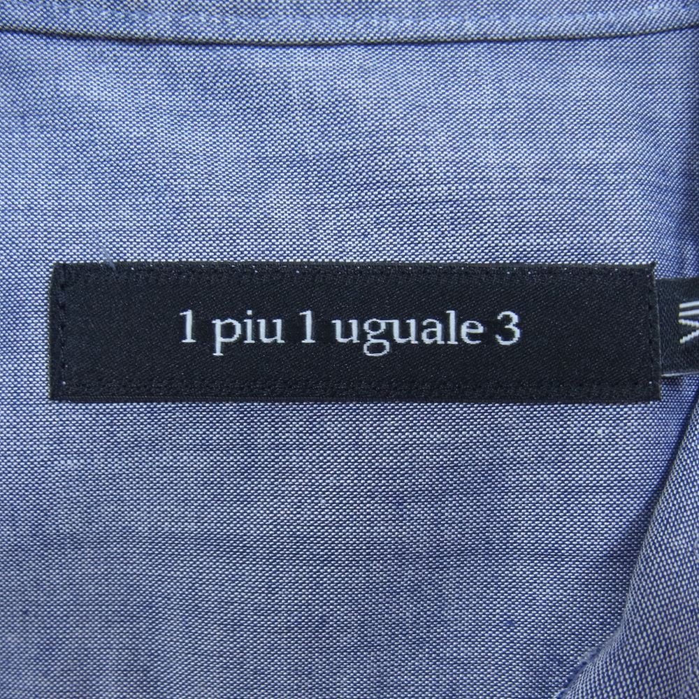 1piu1uguale3 ウノピュウノウグァーレトレ MRS126 PCT019 PLAIN ホリゾンタルカラー プレーン 長袖 シャツ ブルー系 XXL【美品】【中古】
