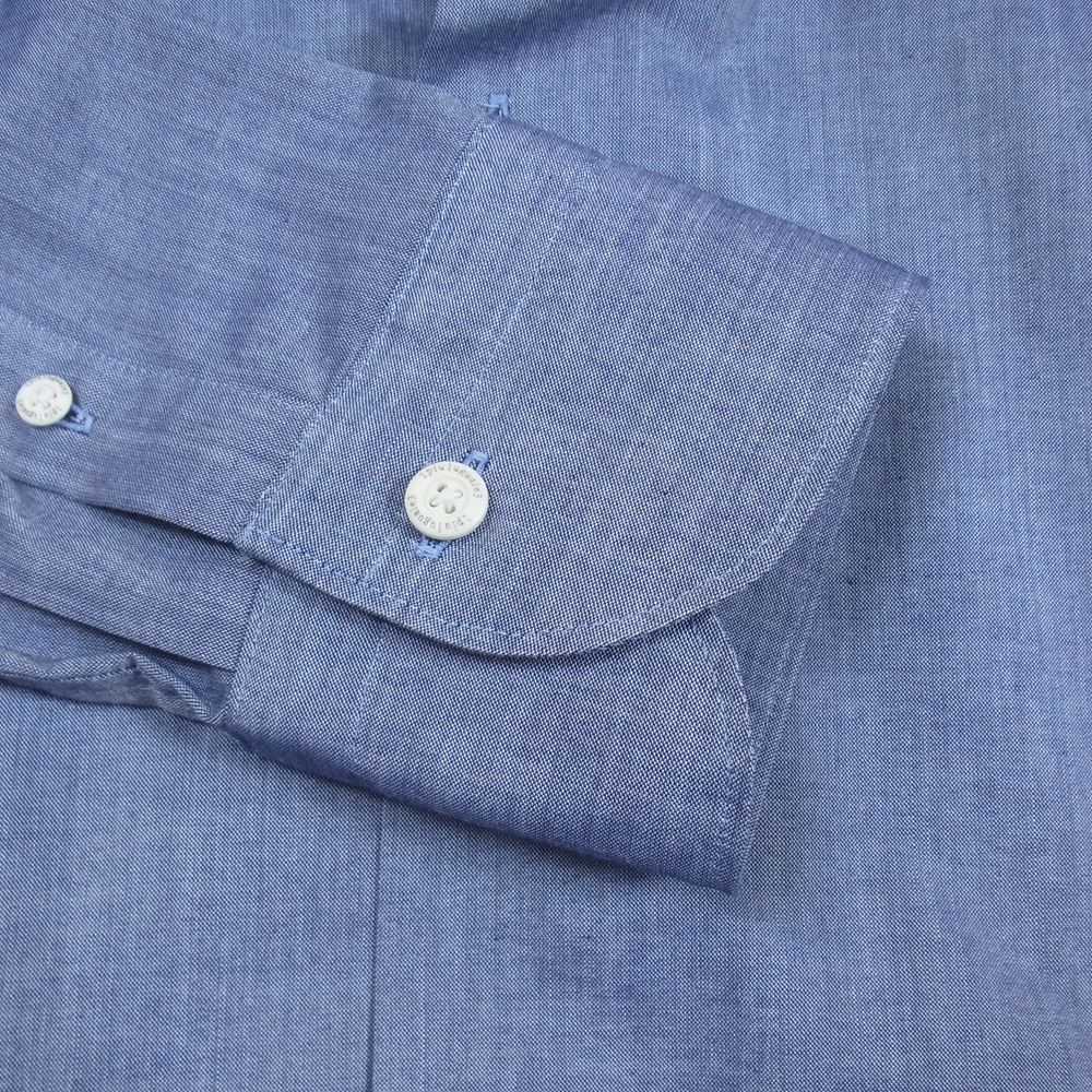 1piu1uguale3 ウノピュウノウグァーレトレ MRS126 PCT019 PLAIN ホリゾンタルカラー プレーン 長袖 シャツ ブルー系 XXL【美品】【中古】