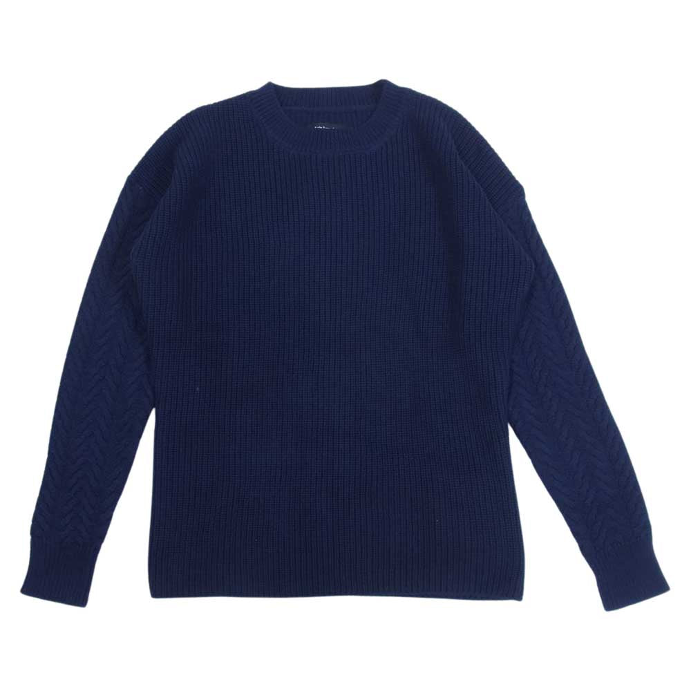 1piu1uguale3 ウノピュウノウグァーレトレ MRK183 CTA001 DROP SHOULDER CREW ドロップ ショルダー クルーネック ニット ネイビー系 IV【中古】