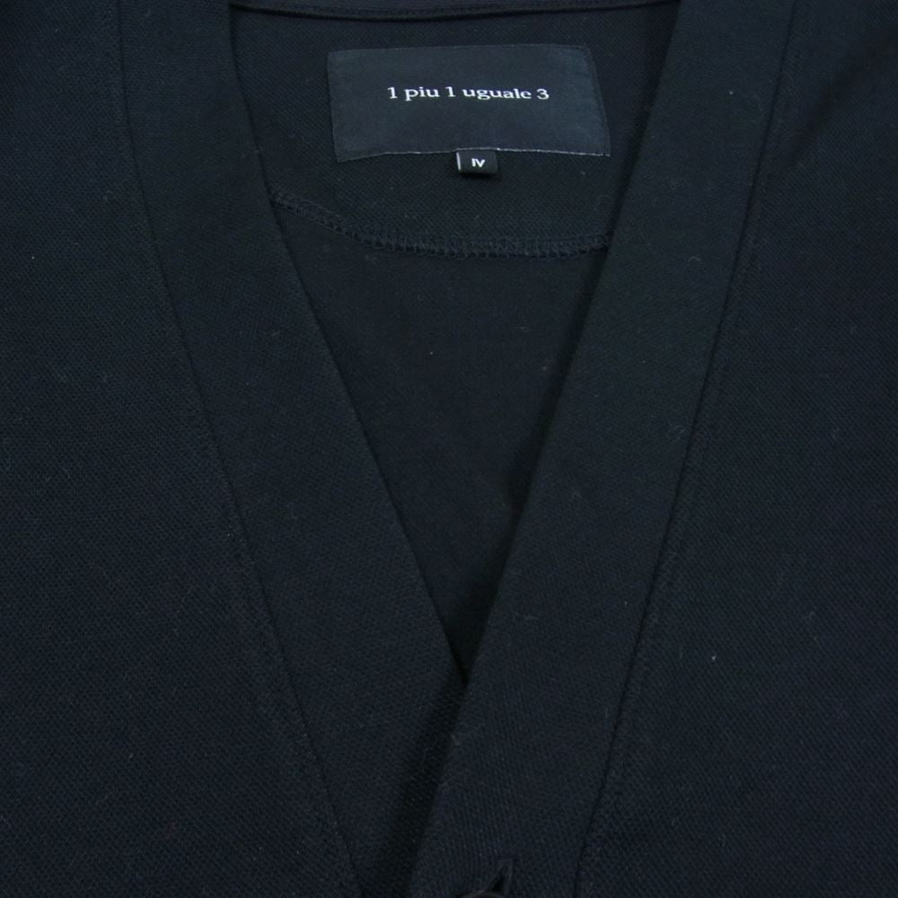 1piu1uguale3 ウノピュウノウグァーレトレ MRB562 CTP091 V-CARDIGAN KANOKO DOUBLE JERSEY 折鶴刺繍 鹿の子 カノコ Vネック ダンボールニット カーディガン ブラック系 IV【美品】【中古】
